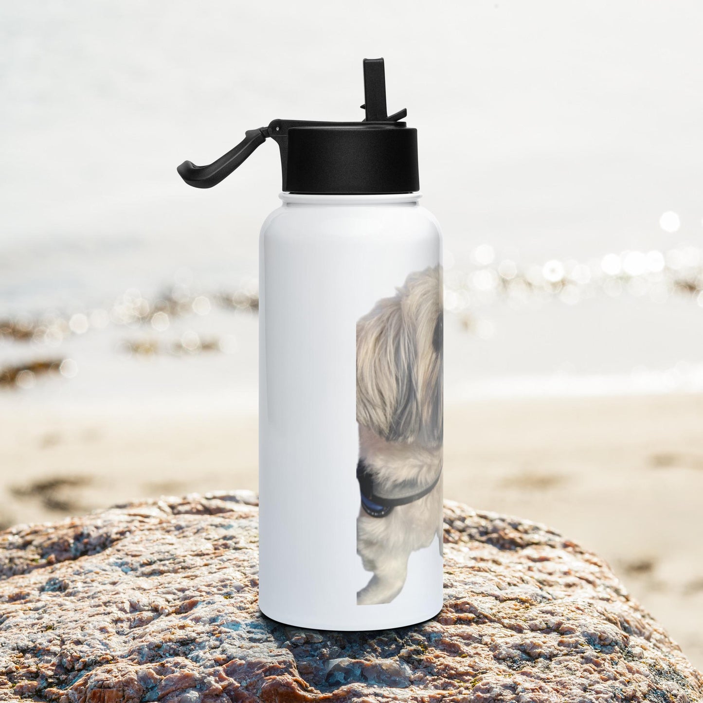 Shih Tzu Lover Stainless steel water bottle with a straw lid