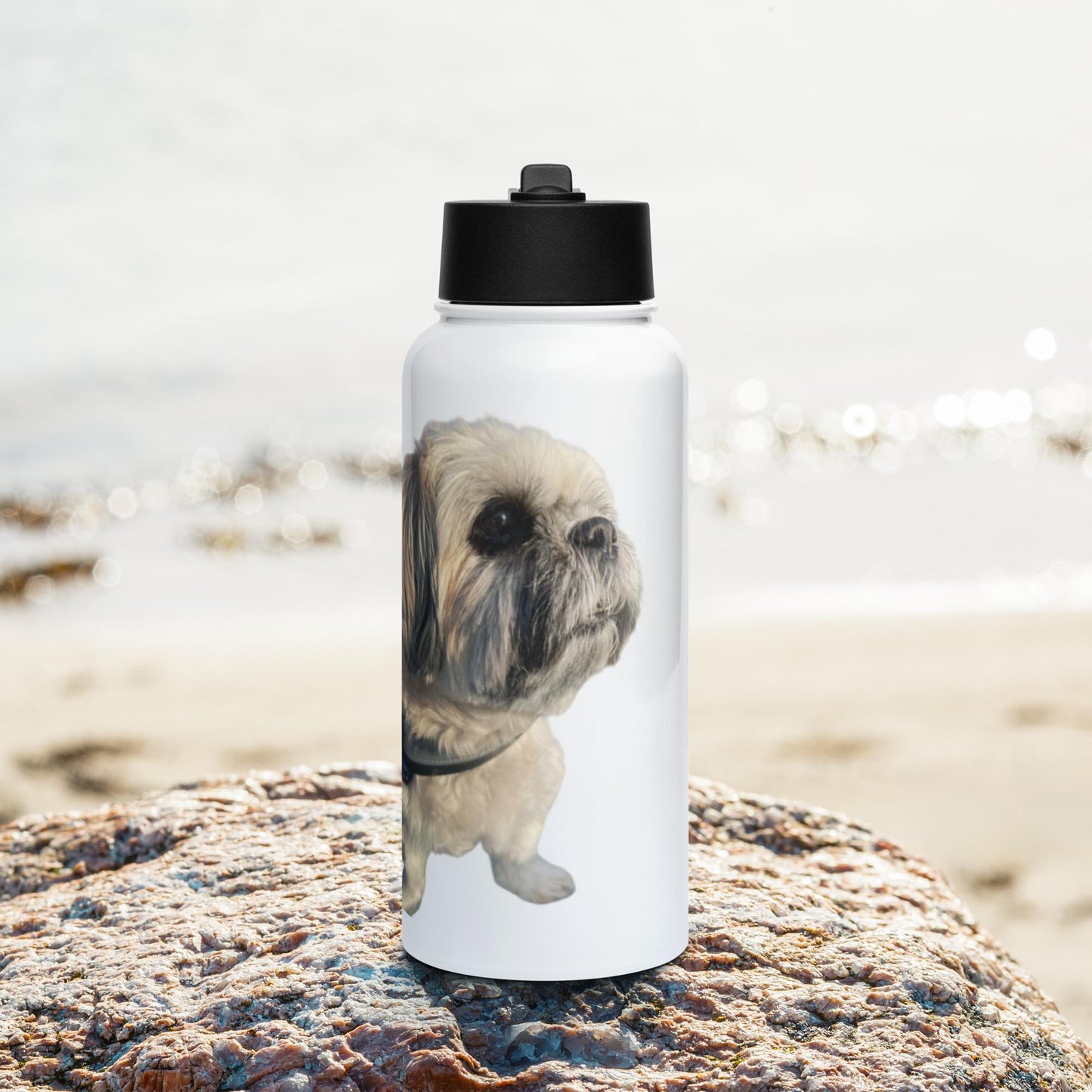 Shih Tzu Lover Stainless steel water bottle with a straw lid