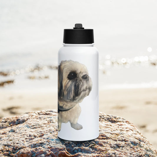 Shih Tzu Lover Stainless steel water bottle with a straw lid